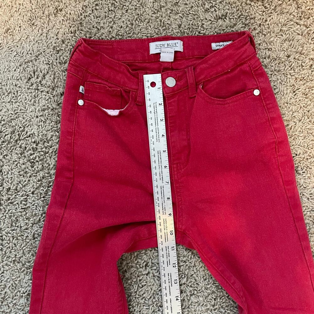 Judy Blue Gameday Red Super Flare Bell Bottom Jeans size 1/25 stretchy - Picture 7 of 12